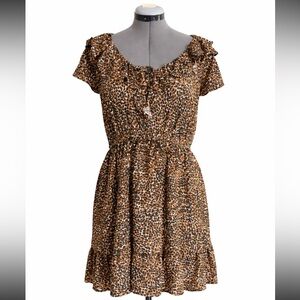 Old Navy Leopard Print Ruffle Mini Dress |Size XL